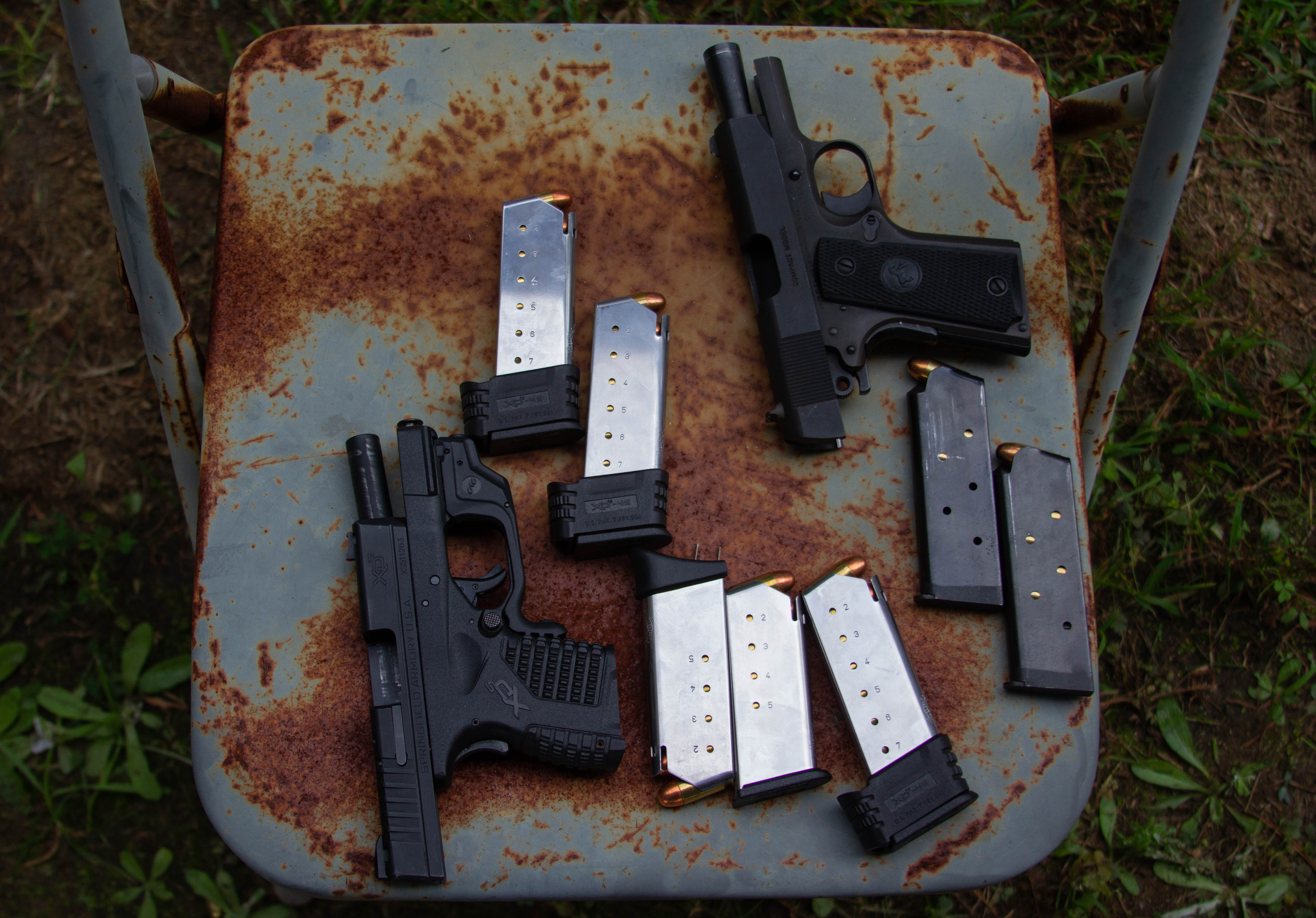 Examples of some of the concealable semi-automatic handguns that concealed carry permit holders own.